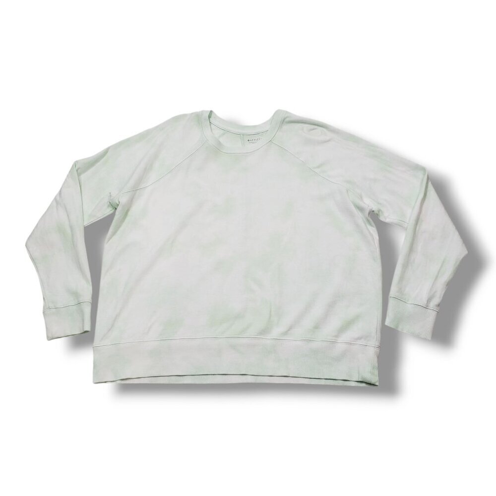Athleta Sundown Tie Dye Sweatshirt Womens 1X Green Pullover Crew Neck